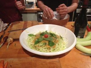 This is not spaghetti and meatballs! It is raw food! Zucchini and kelp noodles!